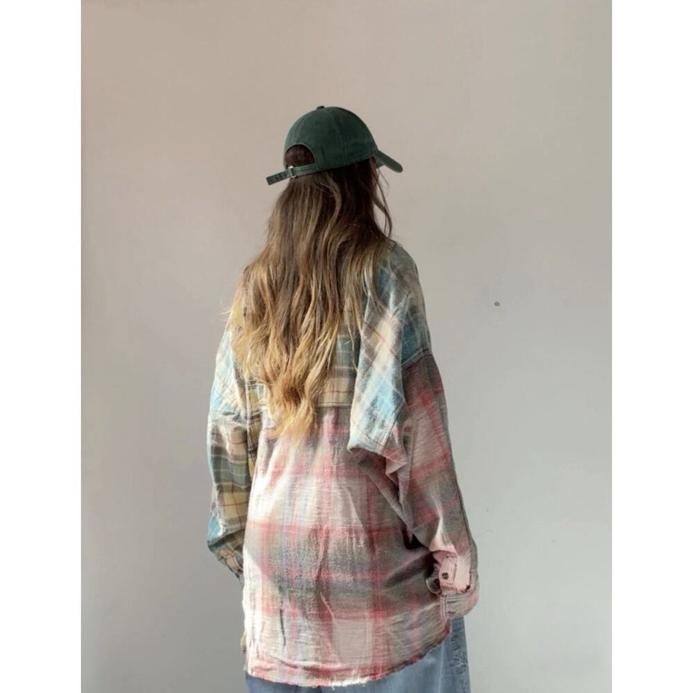 NWT Urban Outfitters BDG Robbie Spliced Flannel Button-Down Trendy Shirt XL - Picture 3 of 14